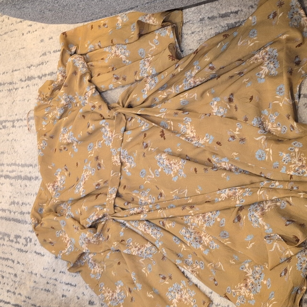 Free People Floral Lilou vneck Bell Sleeve Mini Wrap Dress - Picture 10 of 10